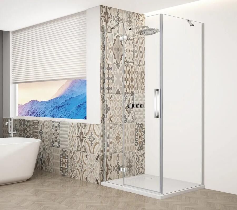 Gelco Trinity douchecabine met helder glas 100x100cm links chroom