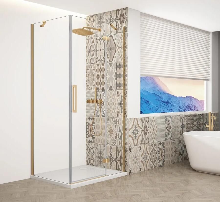 Gelco Trinity douchecabine met helder glas 100x100cm rechts goud