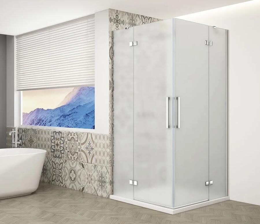 Gelco Trinity douchecabine met hoekinstap 110x100cm mat glas chroom