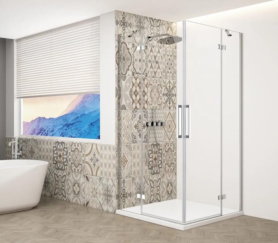 Gelco Trinity douchecabine met hoekinstap 100x100cm helder glas chroom