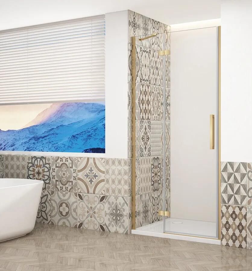 Gelco Trinity douchedeur 100cm links met helder glas goud