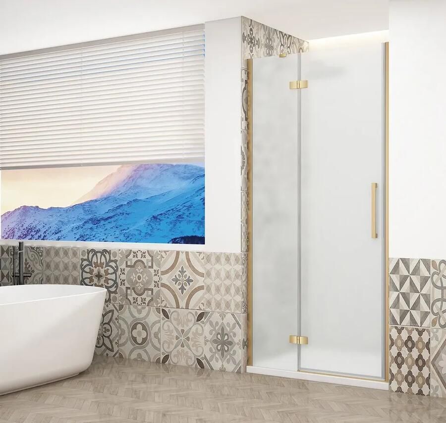 Gelco Trinity douchedeur 100cm links met mat glas goud