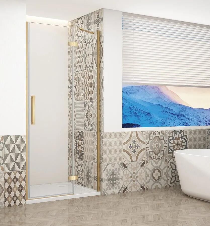 Gelco Trinity douchedeur 120cm rechts met helder glas goud
