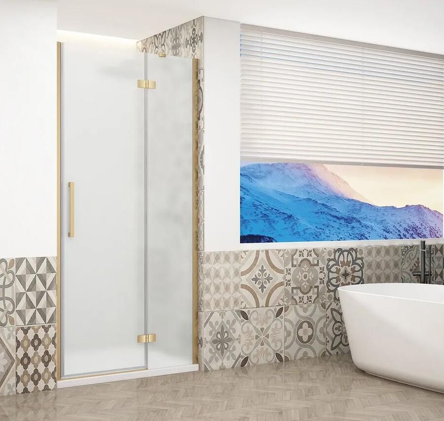 Gelco Trinity douchedeur 100cm rechts met mat glas goud