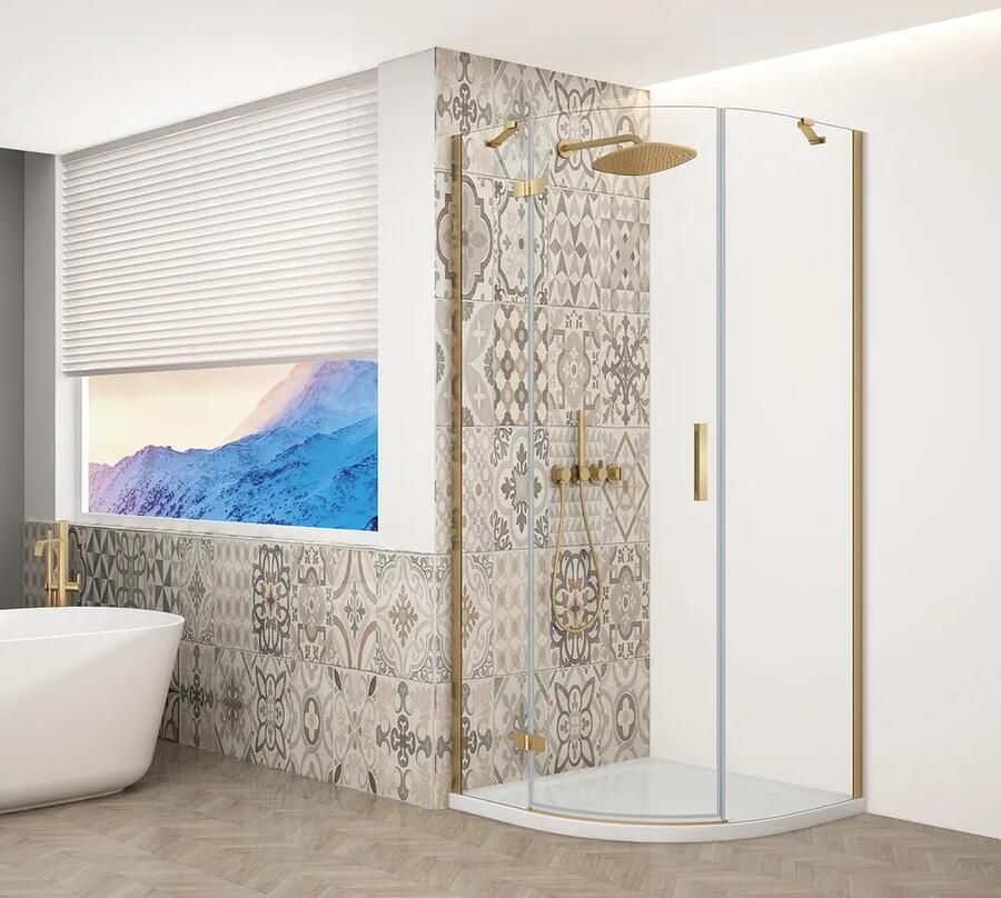 Gelco Trinity kwartronde douchecabine 90x90cm links helder glas goud