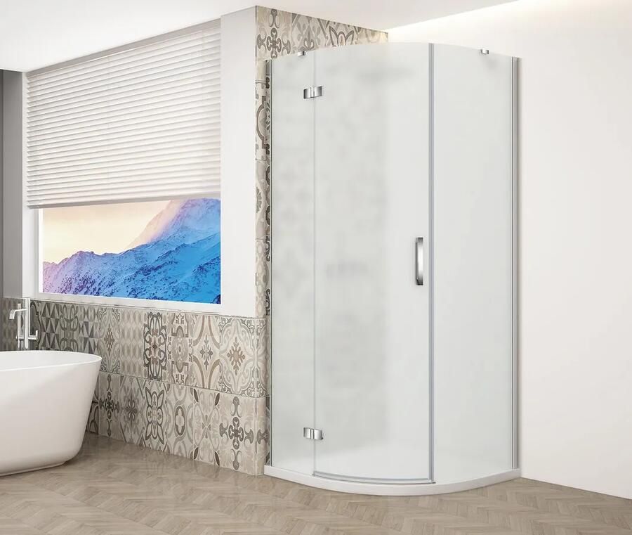Gelco Trinity kwartronde douchecabine 90x90cm links mat glas chroom