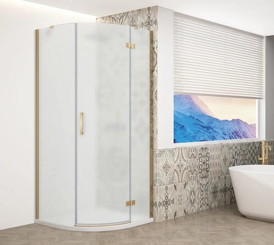 Gelco Trinity kwartronde douchecabine 90x90cm rechts mat glas goud