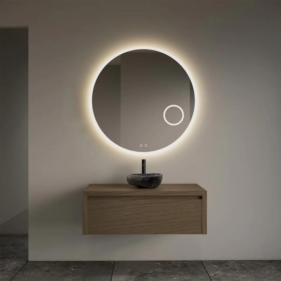 Gliss Design Ares badmeubel 90cm ash gray met rivierstenen waskom