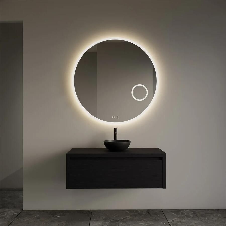 Gliss Design Ares badmeubel 90cm black veneer met zwarte waskom