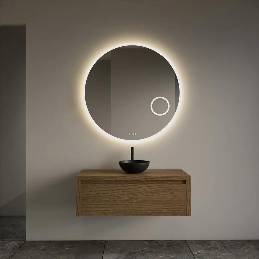 Gliss Design Ares badmeubel 90cm castle brown met zwarte waskom