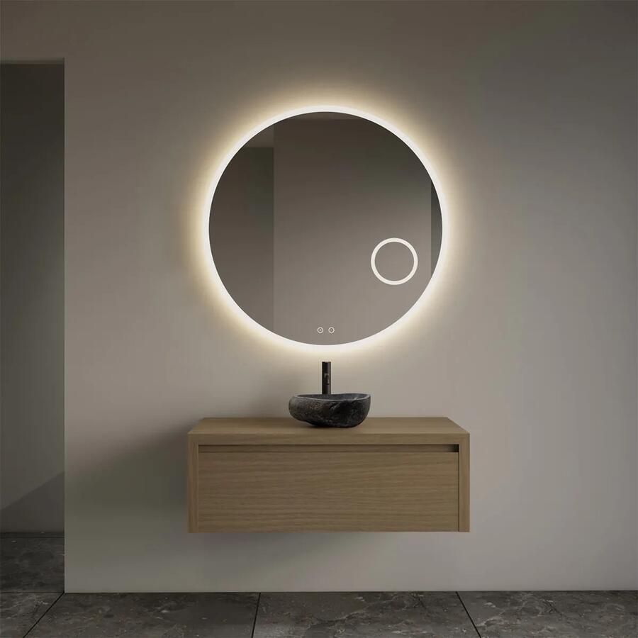 Gliss Design Ares badmeubel 90cm corn silk met rivierstenen waskom