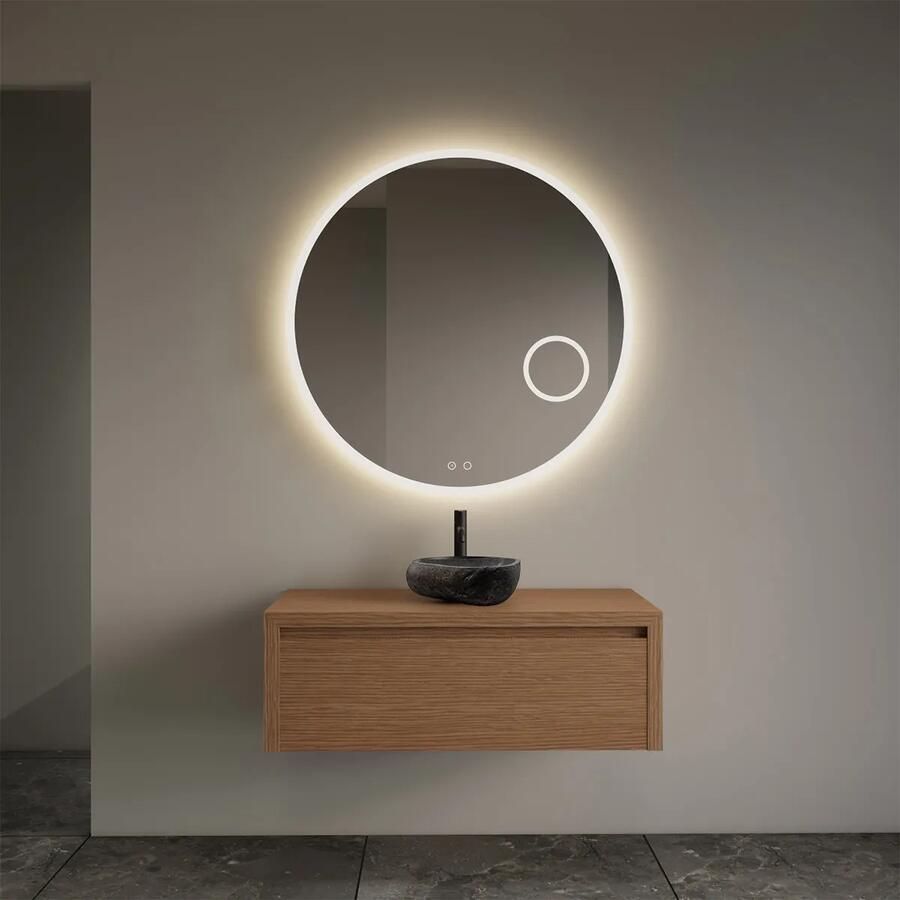 Gliss Design Ares badmeubel 90cm pure met rivierstenen waskom