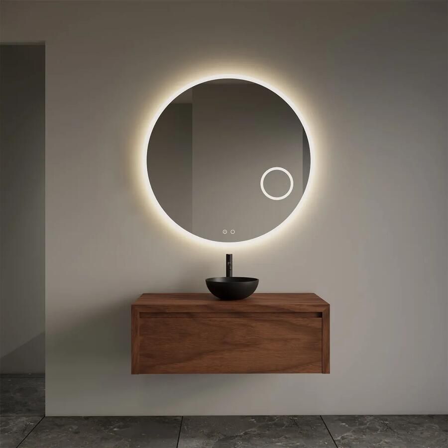 Gliss Design Ares badmeubel 100cm walnoot met zwarte waskom