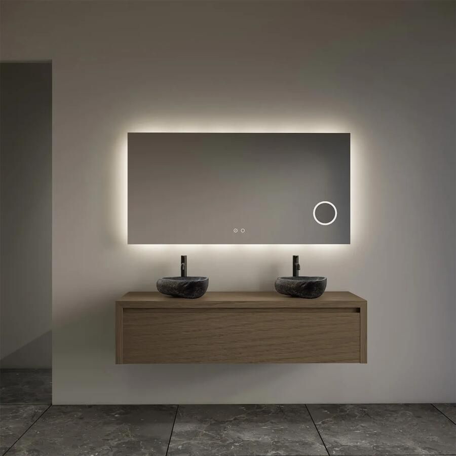 Gliss Design Ares badmeubel 120cm ash gray met rivierstenen waskommen