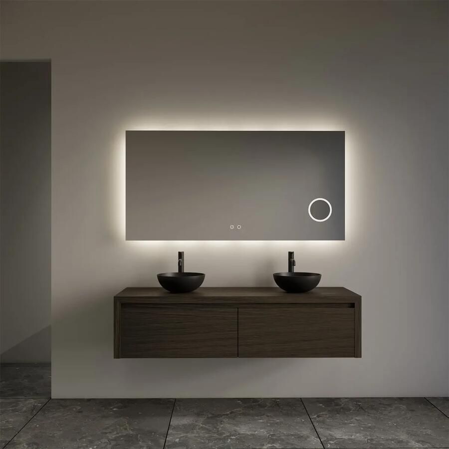 Gliss Design Ares badmeubel 120cm 2 lades charcoal met zwarte waskommen