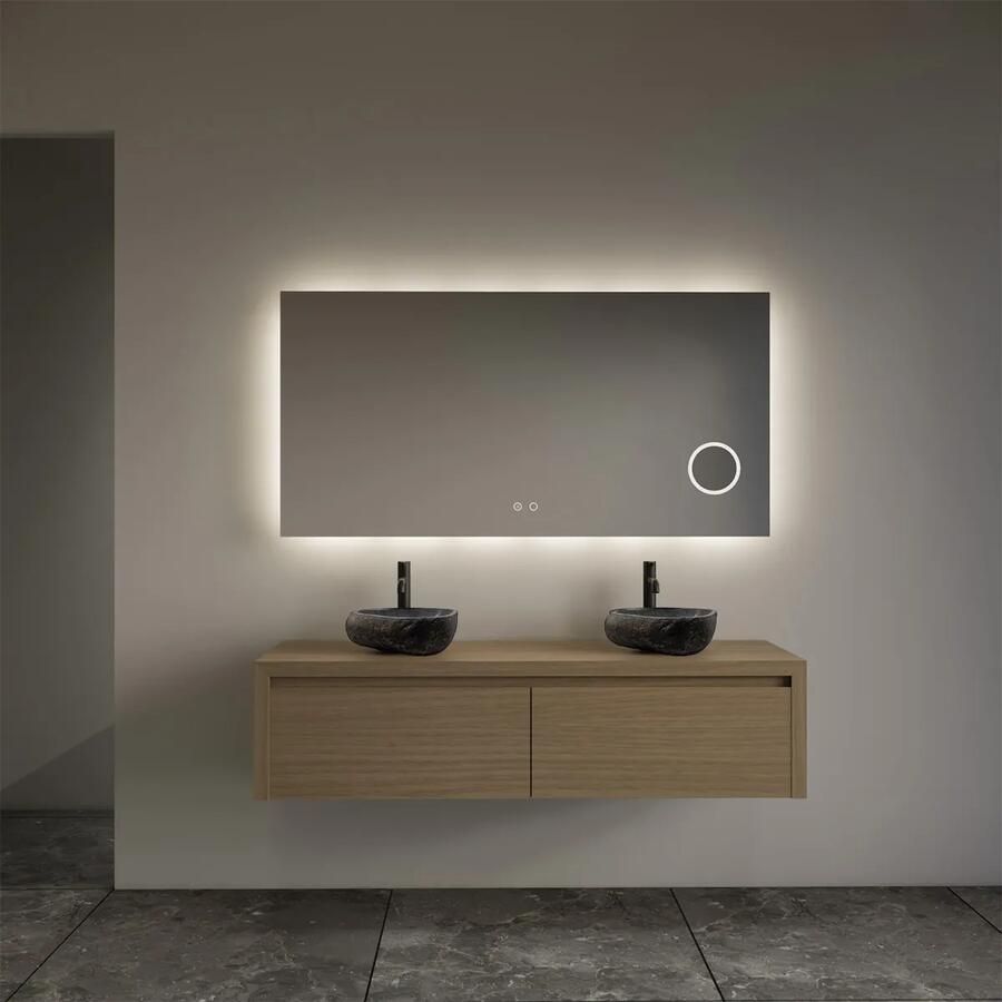 Gliss Design Ares badmeubel 120cm 2 lades corn silk met rivierstenen waskommen