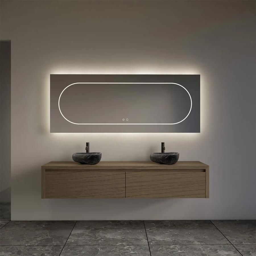 Gliss Design Ares badmeubel 160cm 2 lades ash gray met rivierstenen waskommen