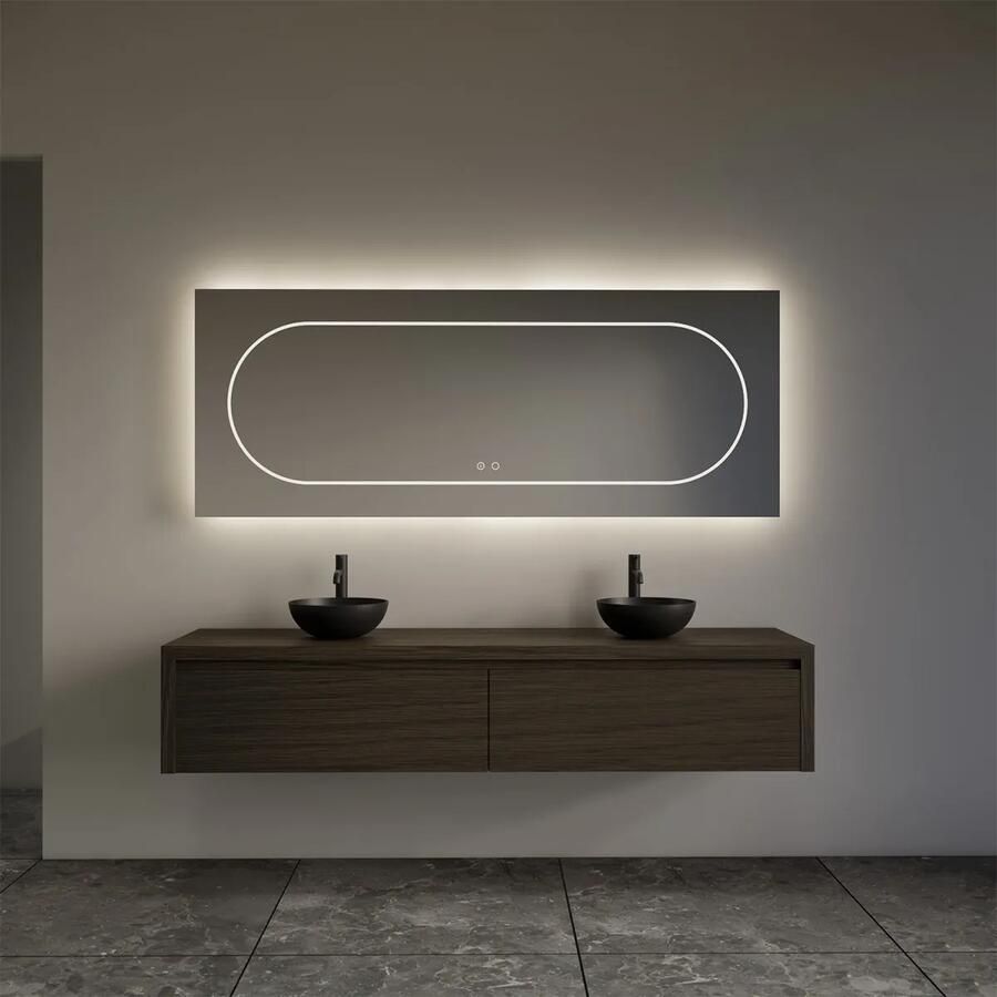 Gliss Design Ares badmeubel 160cm 2 lades charcoal met zwarte waskommen