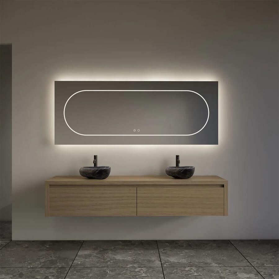 Gliss Design Ares badmeubel 160cm 2 lades corn silk met rivierstenen waskommen