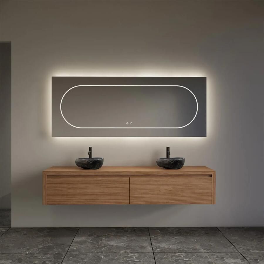 Gliss Design Ares badmeubel 160cm 2 lades pure met rivierstenen waskommen