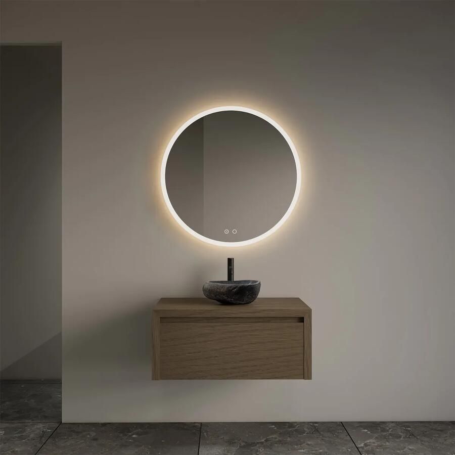 Gliss Design Ares badmeubel 60cm ash gray met rivierstenen waskom