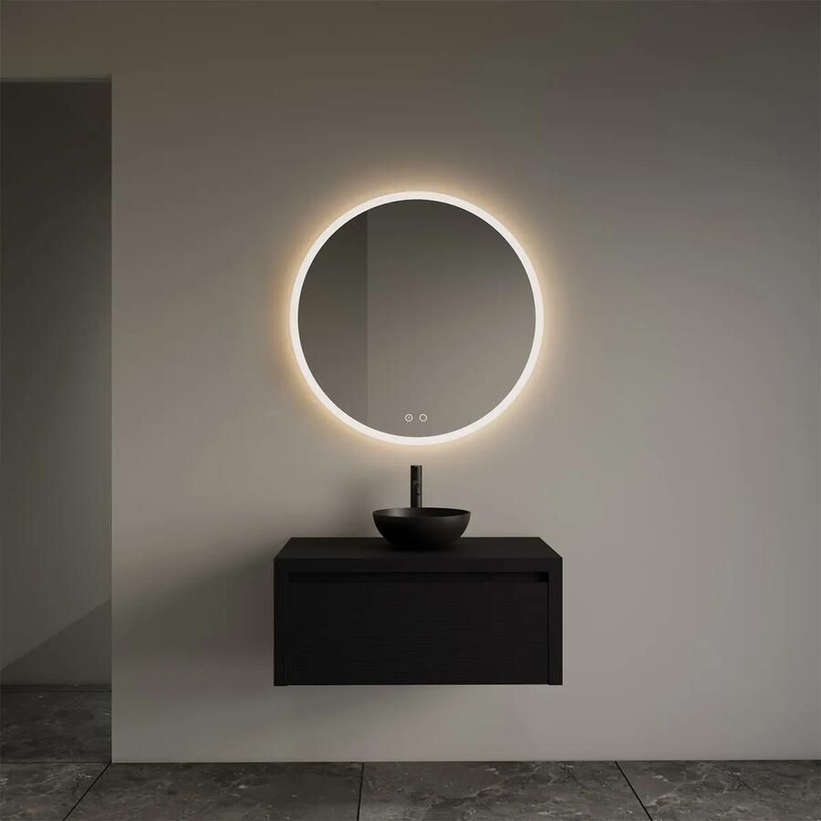 Gliss Design Ares badmeubel 80cm black veneer met zwarte waskom