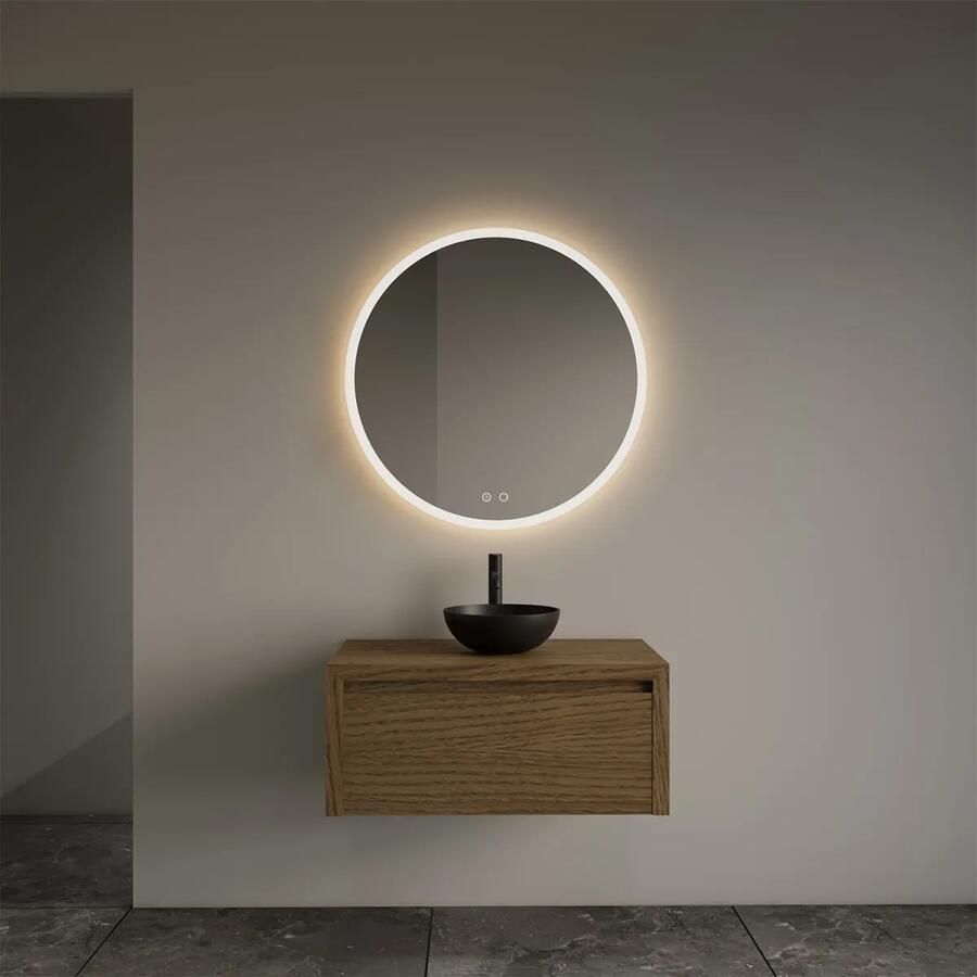 Gliss Design Ares badmeubel 80cm castle brown met zwarte waskom