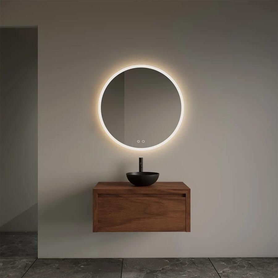 Gliss Design Ares badmeubel 60cm walnoot met zwarte waskom