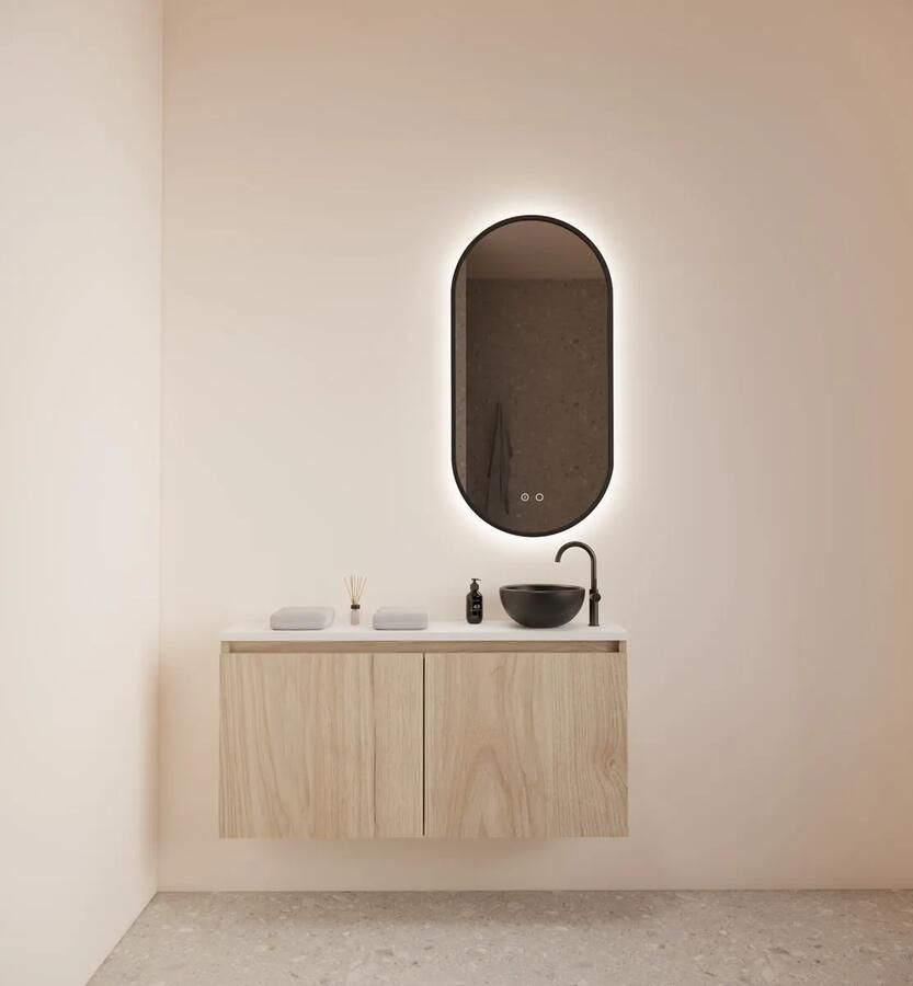 Gliss Design Echo toiletmeubel 100cm kastanje met toppaneel wit mat