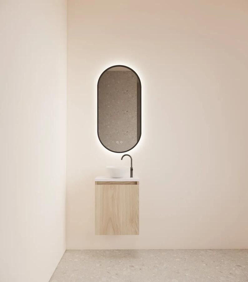Gliss Design Echo toiletmeubel 40cm kastanje met toppaneel wit mat