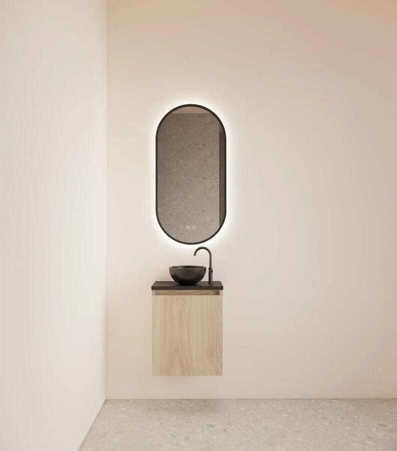 Gliss Design Echo toiletmeubel 40cm kastanje met toppaneel zwart mat