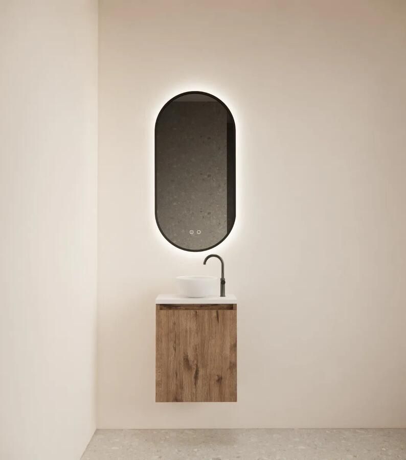 Gliss Design Echo toiletmeubel 40cm wellington oak met toppaneel wit mat