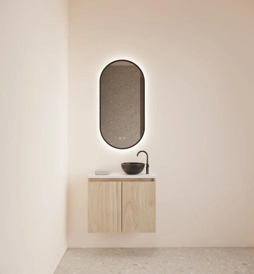 Gliss Design Echo toiletmeubel 60cm kastanje met toppaneel wit mat