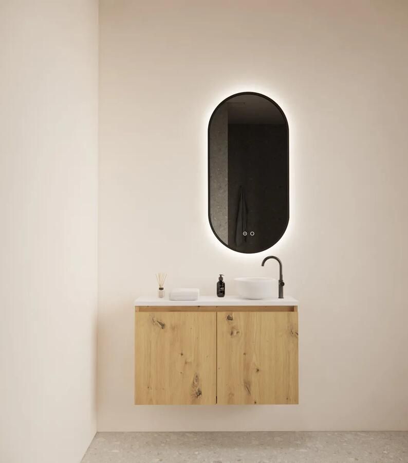 Gliss Design Echo toiletmeubel 80cm artisan eiken met toppaneel wit mat