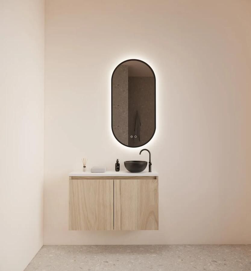 Gliss Design Echo toiletmeubel 80cm kastanje met toppaneel wit mat