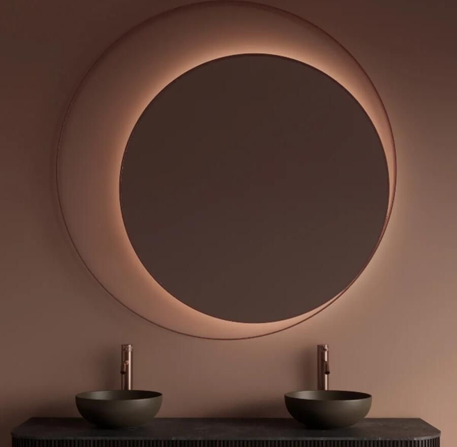 Gliss Design Spiegel Kosmos Koper Rosé Rond met Frame en Indirecte LED Verlichting 120 cm - Foto 2