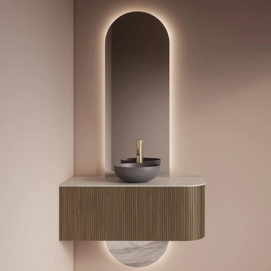 Gliss Design Spiegel Selene Tweedelig met Indirecte LED Verlichting en Verwarming 40x120 + 40x25 cm