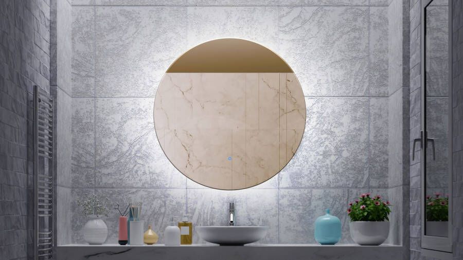 Gliss Design Oko koperen spiegel met LED-verlichting en verwarming 100cm