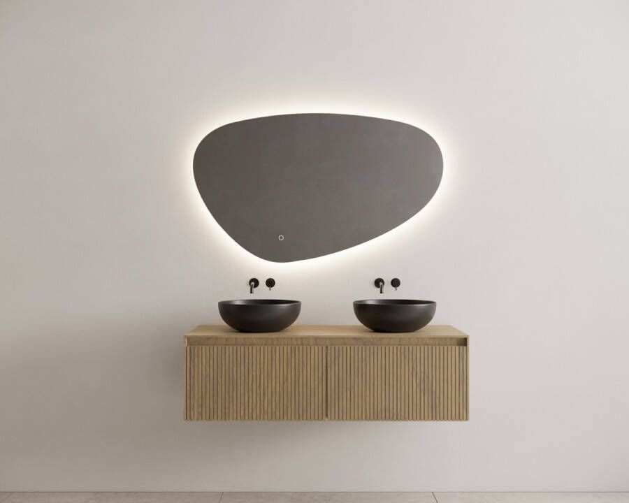 Gliss Design Timotheus badmeubel met 2 lades en ribbelfront 120cm ash gray met zwarte waskom