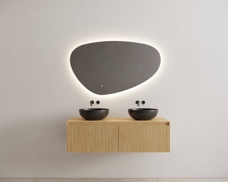 Gliss Design Timotheus badmeubel met 2 lades en ribbelfront 120cm pure met zwarte waskom