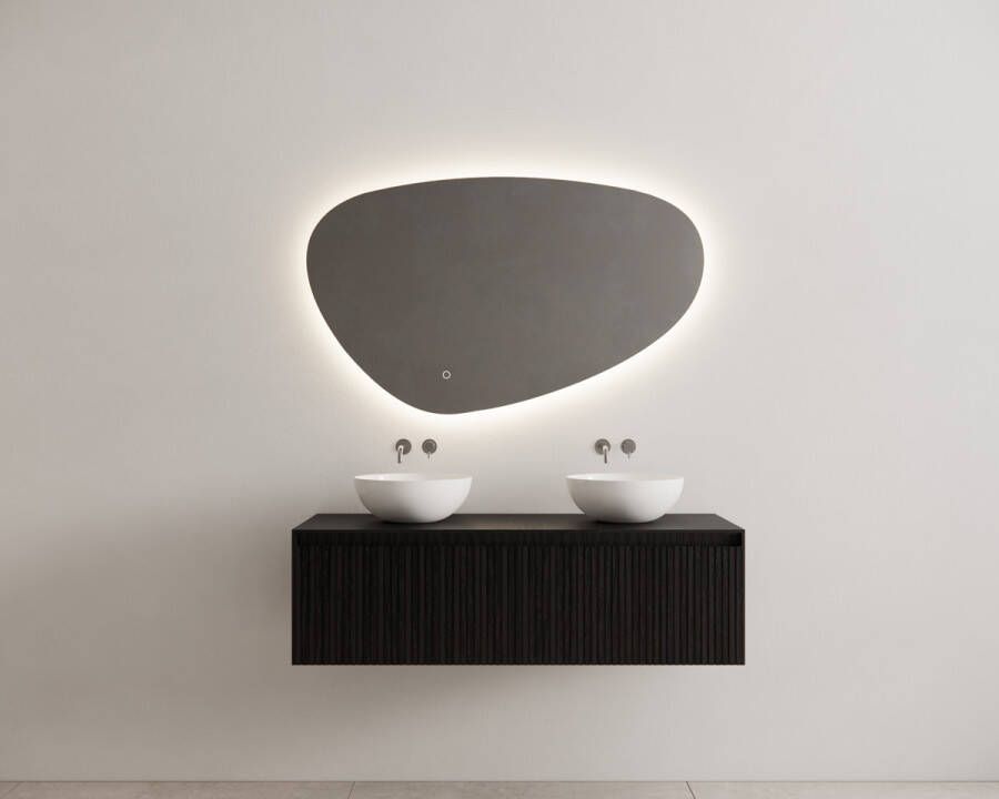 Gliss Design Timotheus badmeubel met ribbelfront 120cm black veneer met witte waskom