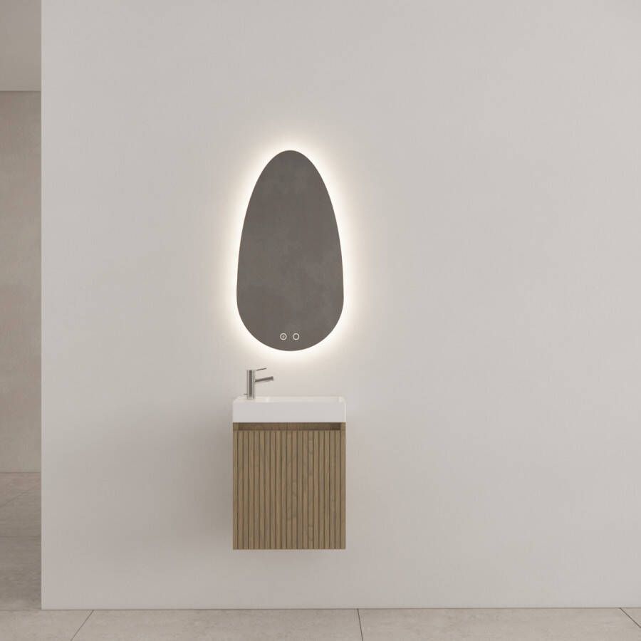 Gliss Design Timotheus toiletmeubel met ribbelfront 40cm ash gray met keramische fontein