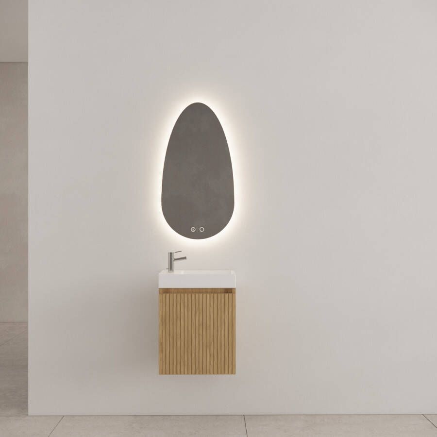 Gliss Design Timotheus toiletmeubel met ribbelfront 40cm castle brown met keramische fontein