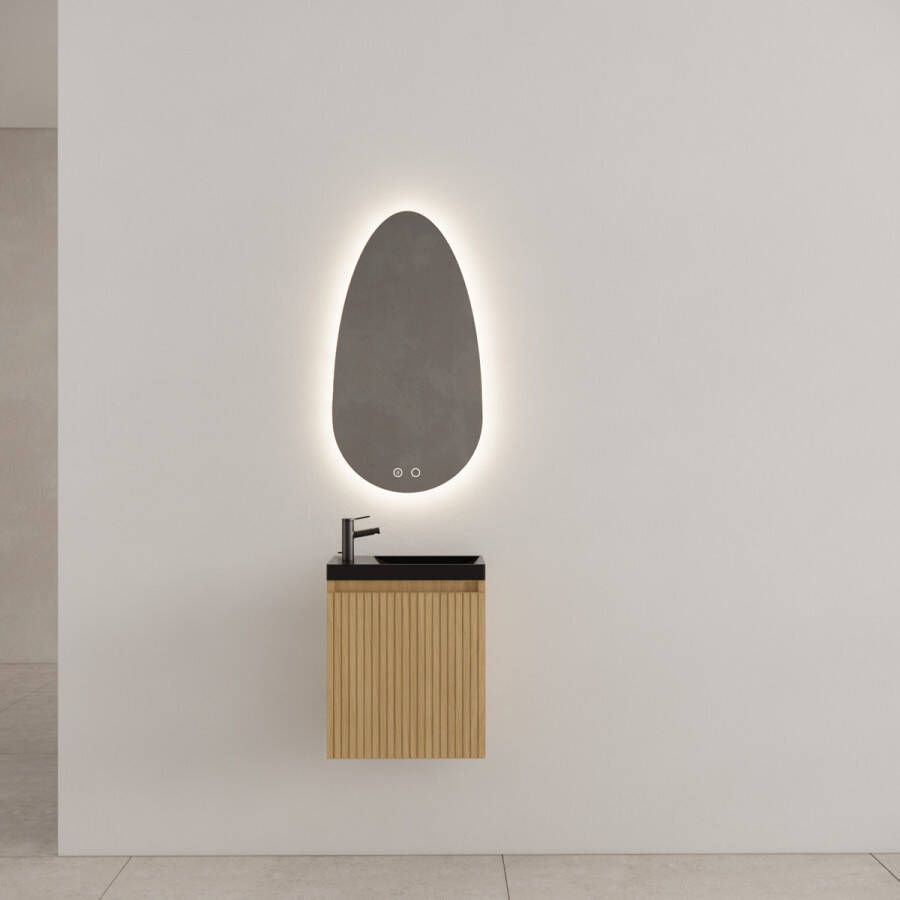 Gliss Design Timotheus toiletmeubel met ribbelfront 40cm pure met zwarte fontein