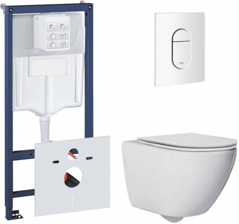 Grohe Rapid toiletset met Saniclear Jama Compact randloos toilet en softclose zitting