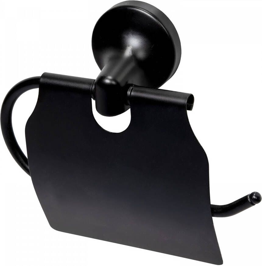 Haceka Aspen Toiletrolhouder met klep mat zwart 1209511