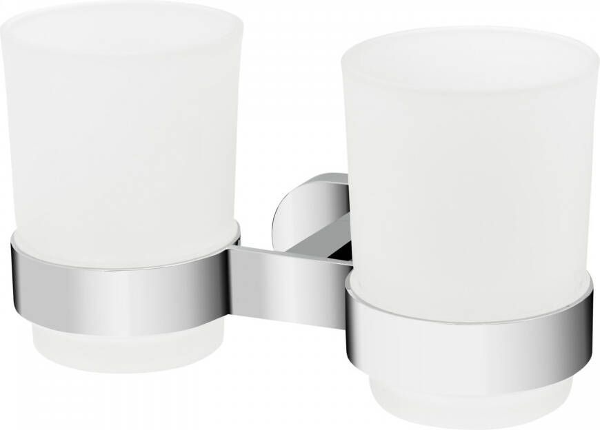Haceka Tandenborstelhouder Gio Dubbel Glas Met Chroom