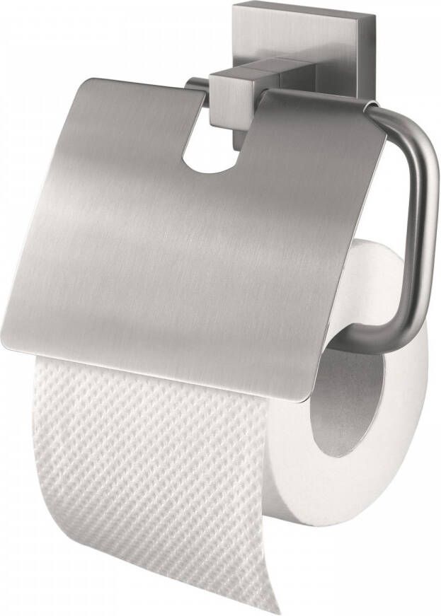 Haceka Mezzo toiletrolhouder met klep 14 2x5x12 9cm RVS-look