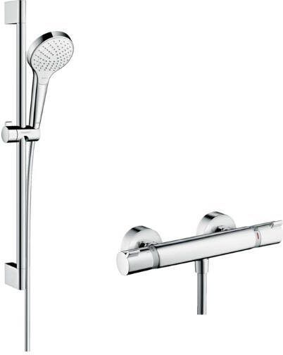 Hansgrohe Croma Select S doucheset met thermostaatkraan 3 standen handdouche en 65cm glijstang chroom