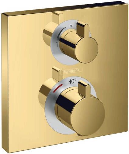 Hansgrohe Ecostat Square afbouwdeel v. inbouw thermostaat m. stop- en omstelkraan polished gold 15714990